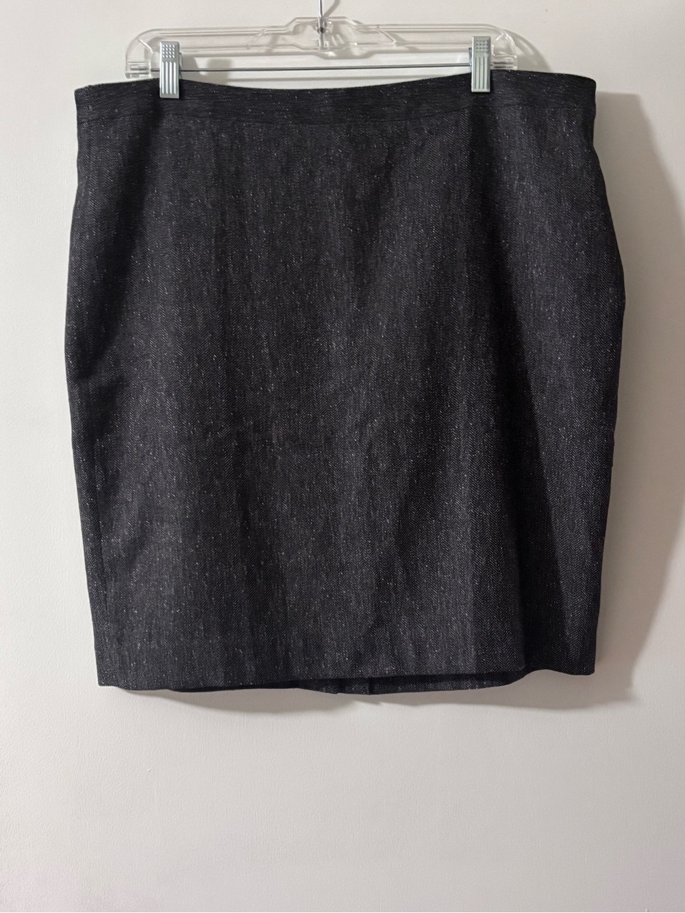 Loft Outlet Gray Black Herringbone Tweed Pencil Skirt Size 16 Career Work